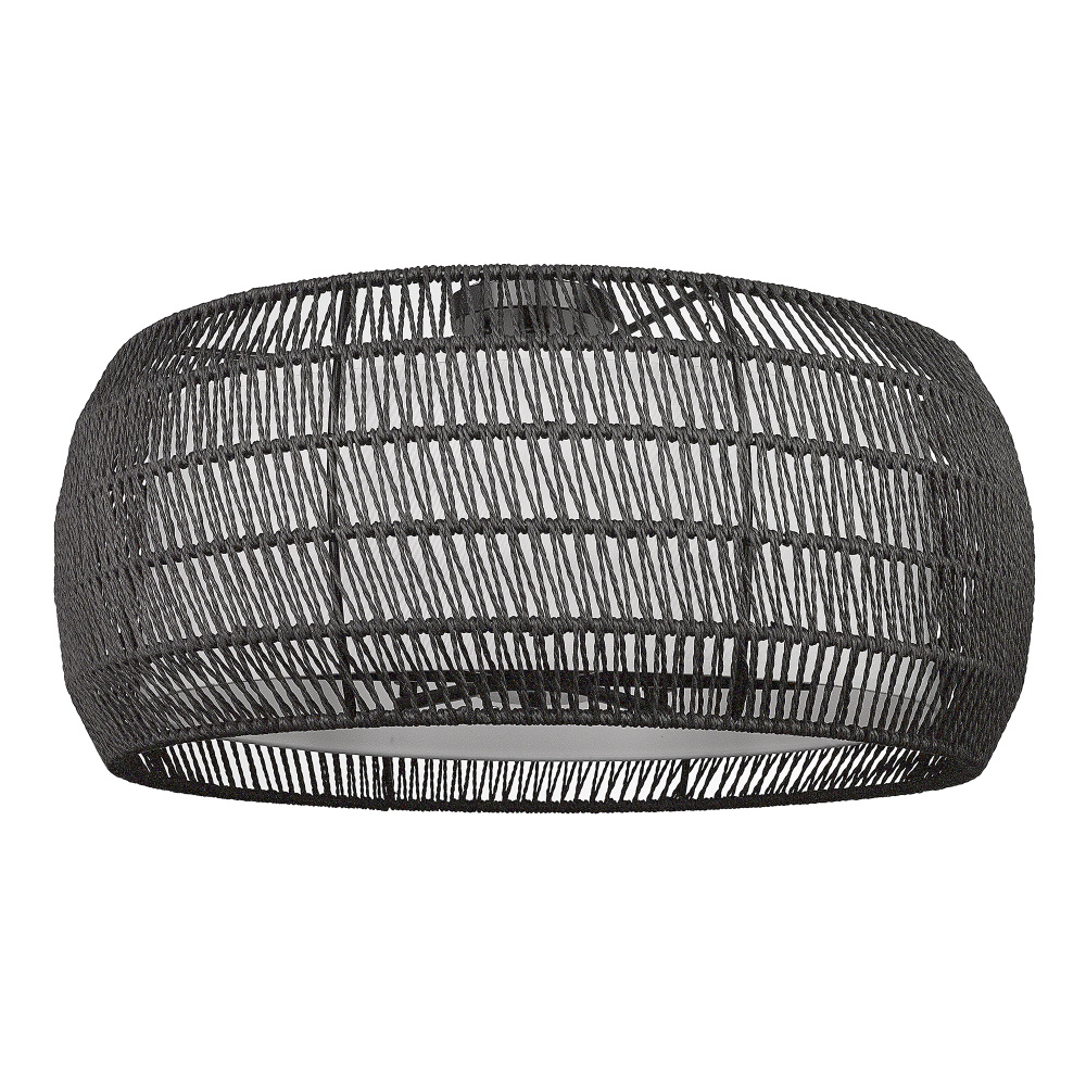Golden Lighting Everly 6-light Semi-Flush Mount in Matte Black and Modern Black Rattan shade